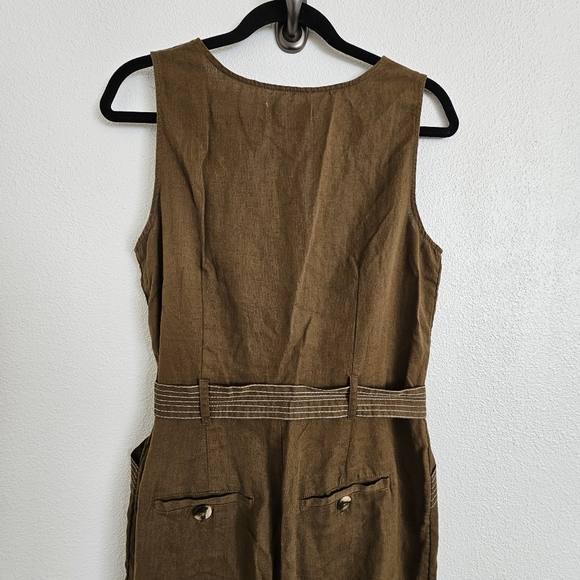 Anthropologie Rhian Belted Button Jumpsuit | Size 10 | Olive Green - Picture 8 of 14